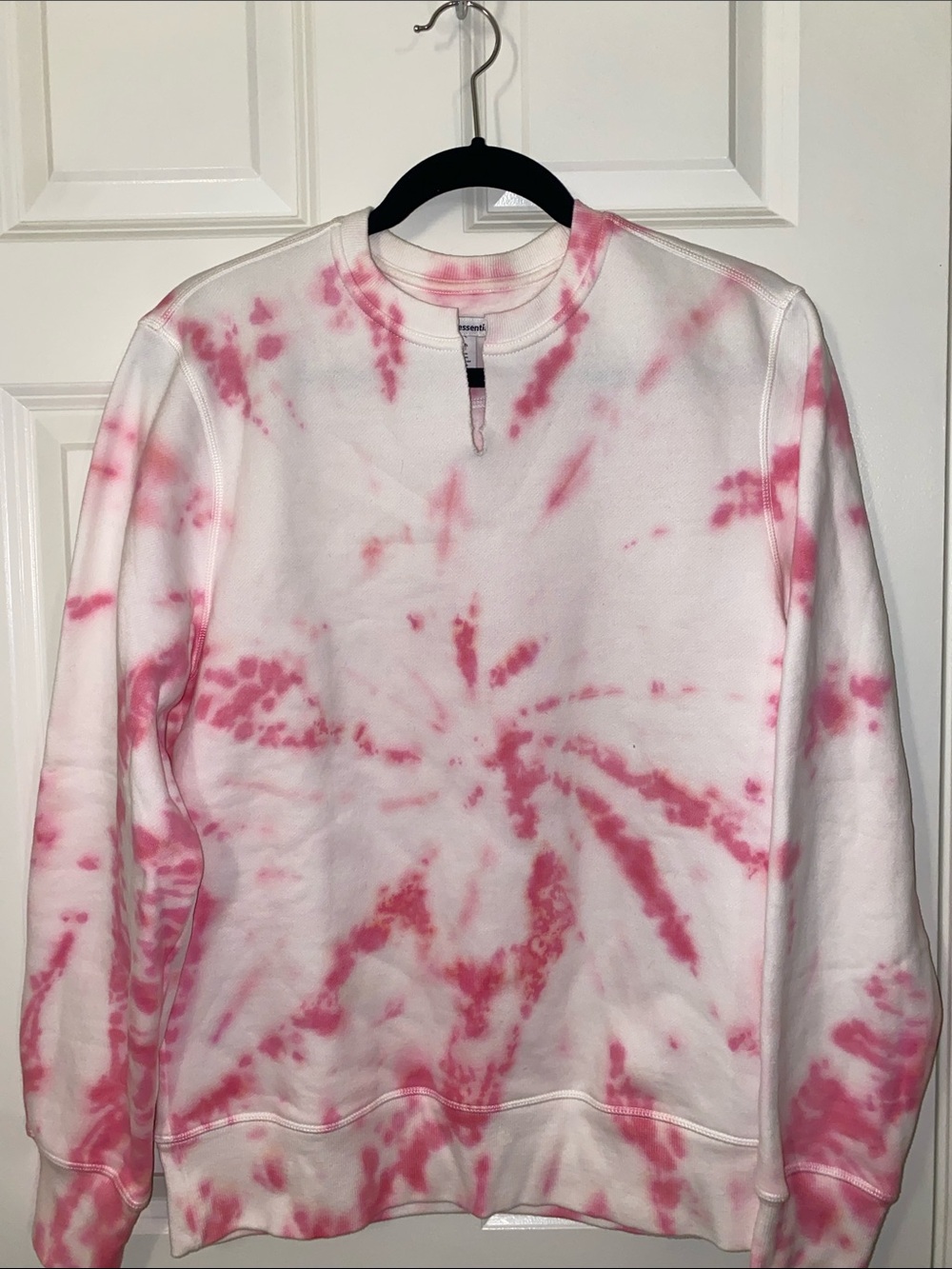 Amazon Essentials White and Pink Tie-Dye Crewneck Sweatshirt